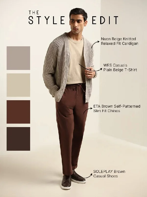 Tie - Waist Women Shorts for a Customizable FitNuon Beige Knitted Relaxed Fit Cardigan Tie - Waist Women Shorts for a Customizable FitNuon Beige Knitted Relaxed Fit Cardigan