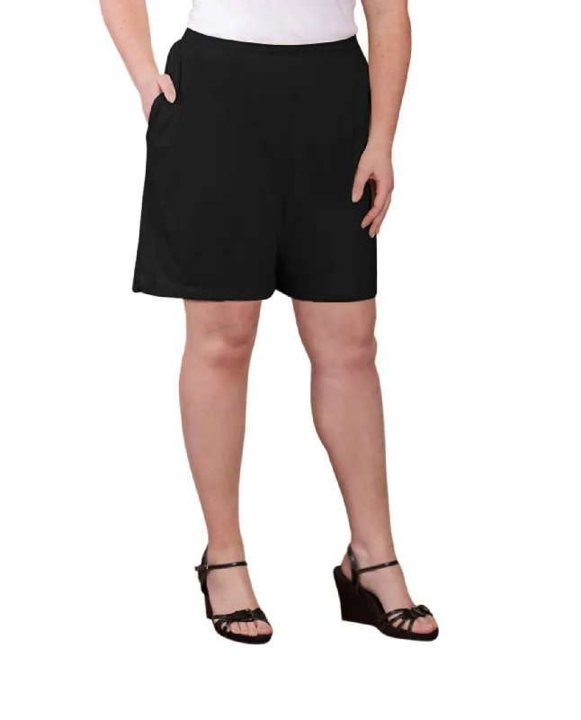 Patterned Geometric Women Shorts for a Modern AppealSide Jersey Cotton Shorts - Plus In Black Patterned Geometric Women Shorts for a Modern AppealSide Jersey Cotton Shorts - Plus In Black