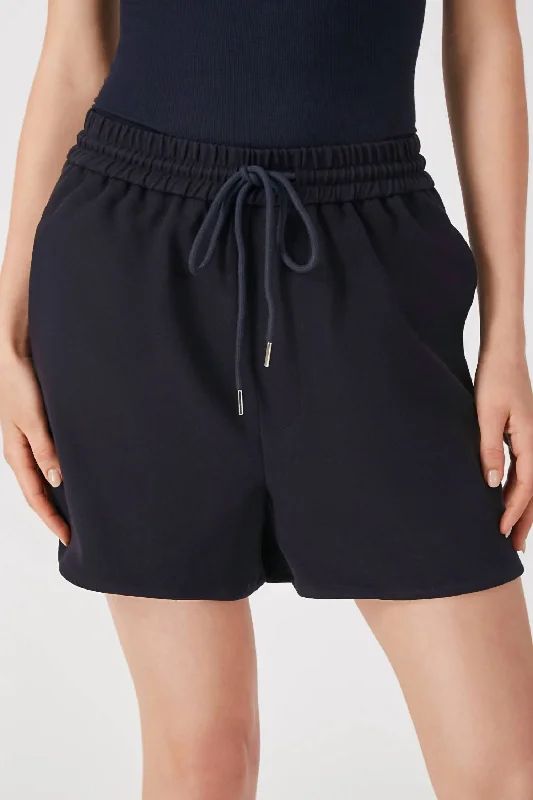 Leather Look Women Shorts for an Edgy and Chic StyleThe Mathewson Jog String Shorts In Dark Navy