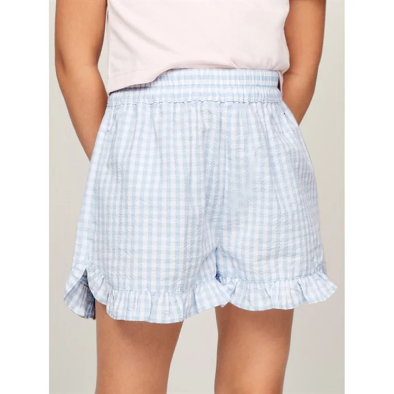 Elastic Waist Women Shorts for Easy Wear and ComfortTommy Hilfiger Gingham Ruffle Shorts Breezy Blue Check Elastic Waist Women Shorts for Easy Wear and ComfortTommy Hilfiger Gingham Ruffle Shorts Breezy Blue Check
