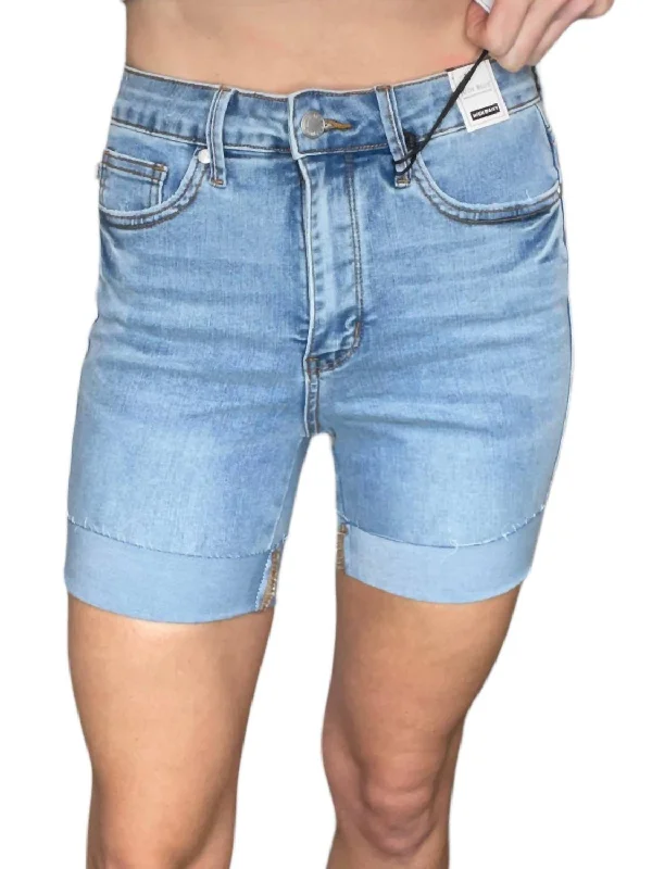 Cargo Women Shorts with Multiple Pockets for FunctionalityTummy Control Cuff Shorts In Blue Cargo Women Shorts with Multiple Pockets for FunctionalityTummy Control Cuff Shorts In Blue
