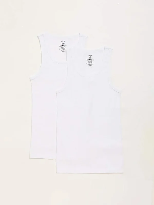 Ruffled Hem Women Shorts to Add a Feminine TouchWES Lounge Plain White Cotton Vests - Pack of 2 Ruffled Hem Women Shorts to Add a Feminine TouchWES Lounge Plain White Cotton Vests - Pack of 2