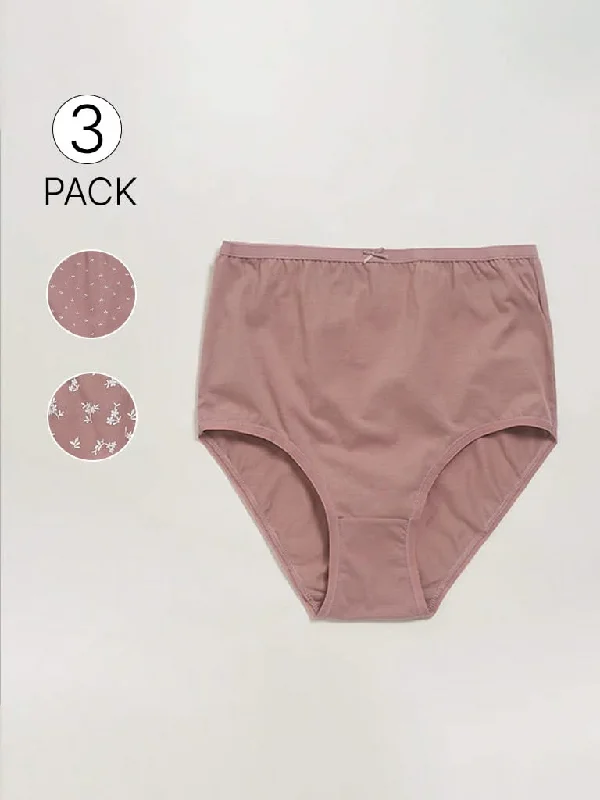 Ruffled Hem Women Shorts to Add a Feminine TouchWunderlove Beige Printed Cotton Blend Briefs - Pack of 3 Ruffled Hem Women Shorts to Add a Feminine TouchWunderlove Beige Printed Cotton Blend Briefs - Pack of 3