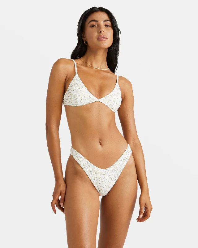 Ditsy Rib Tri Bikini Top - Whisper White