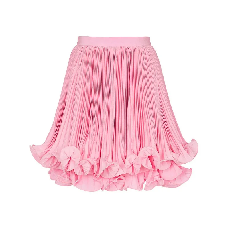 Pleated Ruffle Hem Layered Mini Skirt