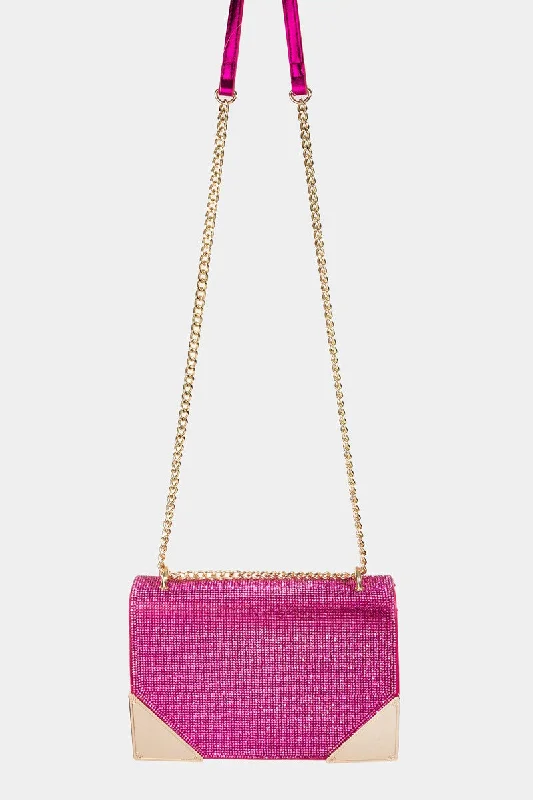 Rhinestone Studded Rectangle Crossbody Bag